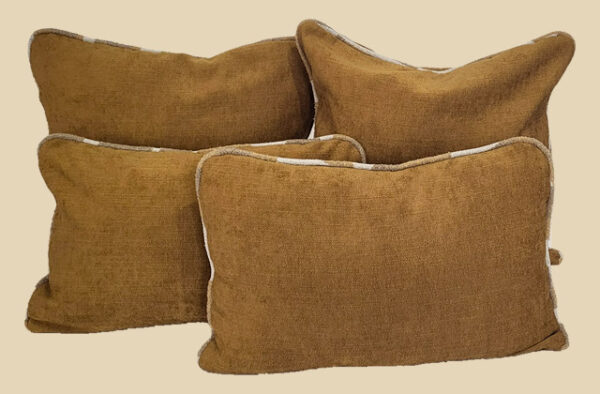 ensemble coussins camel finition beige marron : 4 coussins