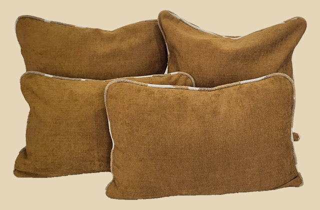 ensemble coussins camel finition beige marron : 4 coussins