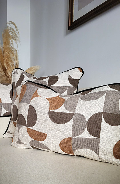 ensemble coussins blanc brique et gris