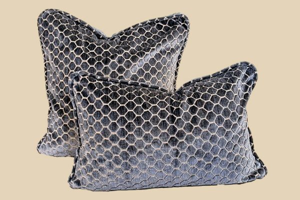 ensemble nid d'abeille metalik 2 coussins tissu designer
