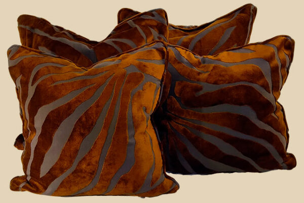 ensemble terra design, 4 coussins tissu designer